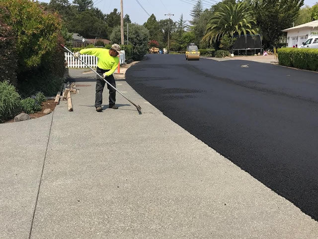 Neighborhood asphalt private road, Novato CA